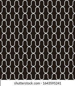 Seamless pattern of abstract curve wave line in white on top of dark background