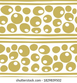 Seamless pattern of abstract curved round shapes. Outline of the drawn rings. Rounded, smooth shapes.