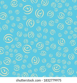 Seamless pattern of abstract curved round shapes. Outline of the drawn rings. Simple modern ornament. Rounded, smooth shapes.