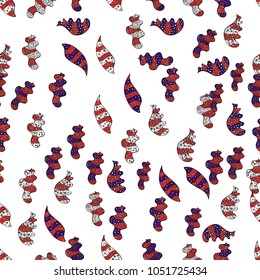 Seamless pattern Abstract cute background. Doodles pattern. White, black and orange on colors. Design wrapping and gift paper, greeting cards, banner and posters design. Vector illustration.