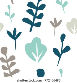 Seamless pattern with abstract cutout flowers and leaves. Modern and original textile, wrapping paper, wall art design. Vector illustration
