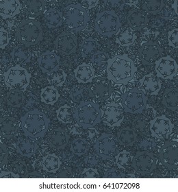 Seamless pattern. Abstract dandelions. Fashionable camo for women and children. Gray and blue-gray tones.