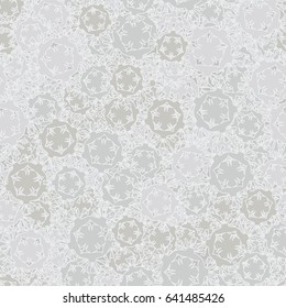 Seamless pattern. Abstract dandelions. Fashionable camo for women and children. White, light gray tones and beige.