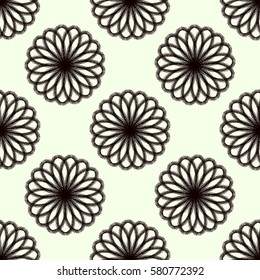 Seamless pattern with abstract dark flowers of the plurality of lines