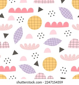 Seamless pattern with abstract decor elements. flat simple vector. hand drawing. design for fabric, textile, wrapper, print