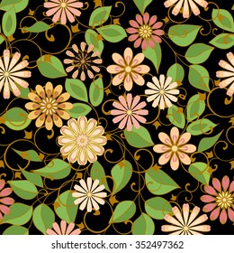 Seamless pattern with abstract decorative flowers. Seamless pattern can be used as web page background, wallpaper, textile fashion design, fabric print design.