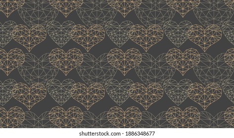 Patrón sin brillo con corazones abstractos y decorativos al estilo de polos bajos