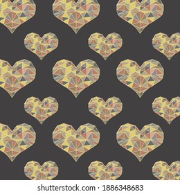Patrón sin brillo con corazones abstractos y decorativos al estilo de polos bajos
