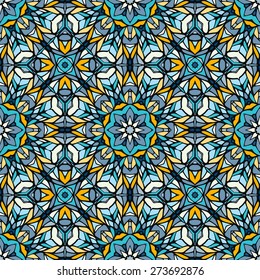Seamless pattern with abstract decorative mosaic ornament. Vector illustration