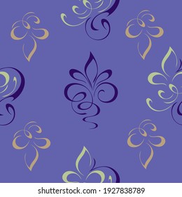 seamless pattern with abstract decorative ornament in colored lines on a blue background