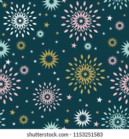Seamless pattern with abstract decorative snowflakes and star. great for paper gift,wrapping design and wallpaper vector illustration
