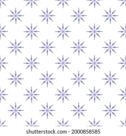 Seamless pattern. Abstract decorative vector background. Colorful design for wallpaper, textile, stationery, scrapbook, prints. Modern minimalist style texture. Blue snowflakes on black.