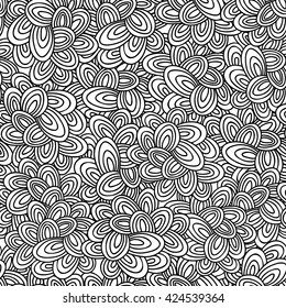Seamless pattern with abstract design elements. Vector background for coloring.