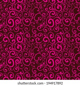 Seamless pattern with abstract doodle curly ornament