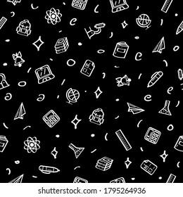 Patrón sin inconvenientes Resumen Elementos de Doodle mano Dibujo Colección Colección Colegio Estudio Esbozo Vector Diseño Estilo Grados de Educación Aprendizaje Estudiantil Ilustración
