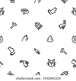 Seamless pattern Abstract Doodle Elements Hand Drawn Collection Pets Animal Vector Design Style Background Dog Cat Bone Food Training Caring Grooming  Illustration Icons
