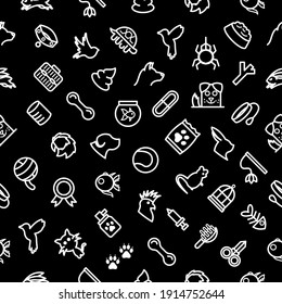 Seamless pattern Abstract Doodle Elements Hand Drawn Collection Pets Animal Vector Design Style Background Dog Cat Bone Food Training Caring Grooming  Illustration Icons