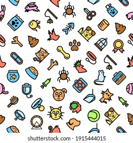 Seamless pattern Abstract Doodle Elements Hand Drawn Collection Pets Animal Vector Design Style Background Dog Cat Bone Food Training Caring Grooming  Illustration Icons