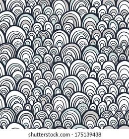 Seamless pattern with abstract doodle hand drawn scale texture. Vector illustration