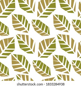 Seamless pattern of abstract doodle objects, leaves. Paper cut modern contemporary style. Vector