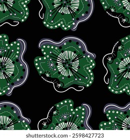 Seamless pattern with abstract doodle ornaments. Vector texture.