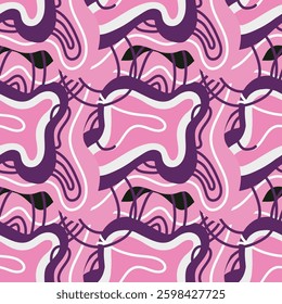 Seamless pattern with abstract doodle ornaments. Vector texture.