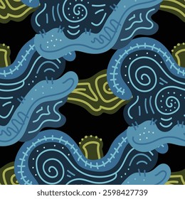 Seamless pattern with abstract doodle ornaments. Vector texture.