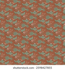 Seamless pattern with abstract doodle ornaments. Vector texture.