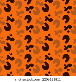Seamless pattern with abstract doodle shapes on bright orange background. Vibrant contemporary design. Vector illustration for wrapping paper, textile, fabric and packaging decoration 