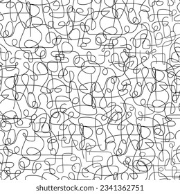 Seamless pattern with abstract doodle pattern. Simple linear vector graphics.
