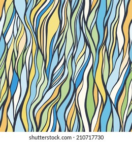 Seamless pattern with abstract doodle waves ornament. Vector illustration