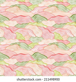 Seamless pattern with abstract doodle wavy scale texture. Doodle background. Vector illustration