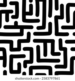 Seamless pattern, abstract doodles, curls, maze, vector background