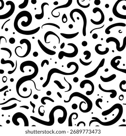 Nahtloses Muster, abstrakte Doodles, Locken, Vektorhintergrund