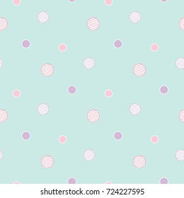 Seamless Pattern of Abstract Dot Design on Pastel Green Background