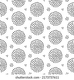 Seamless pattern with abstract dotted circles. Hand drawn vector illustration in simple doodle style for wrapping paper, textile.