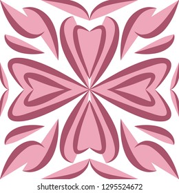 Seamless pattern with abstract drawing. Pink colour. Vector.