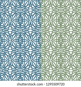 Seamless pattern with abstract drawing. In two colors - green and blue. Vector.