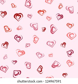 Seamless pattern with abstract drawn hearts