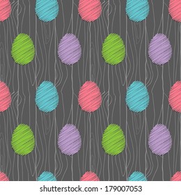 seamless pattern with abstract easter eggs on the wood