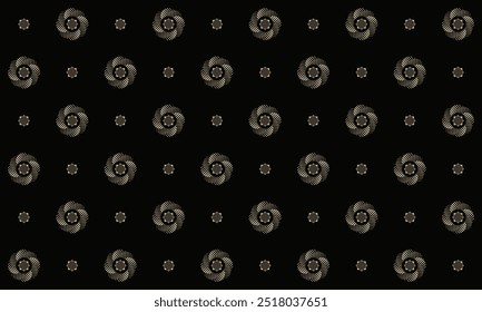 Patrón sin fisuras con flores abstractas de ocho pétalos en oro y marrón sobre fondo negro. Ilustración vectorial. Para camisa masculina dama vestido casual textil de tela de impresión de Fondo de pantalla decoración de la cubierta