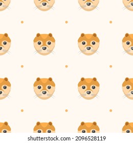 Seamless Pattern Abstract Elements Animal Otter Head Wildlife Vector Design Style Background Illustration Texture For Prints Textiles, Clothing, Gift Wrap, Wallpaper, Pastel