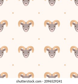 Seamless Pattern Abstract Elements Animal Arhali Head Wildlife Vector Design Style Background Illustration Texture For Prints Textiles, Clothing, Gift Wrap, Wallpaper, Pastel