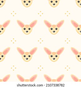 Seamless Pattern Abstract Elements Animal Fenech Head Wildlife Vector Design Style Background Illustration Texture For Prints Textiles, Clothing, Gift Wrap, Wallpaper, Pastel