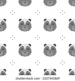 Seamless Pattern Abstract Elements Animal Skunk Head Wildlife Vector Design Style Background Illustration Texture For Prints Textiles, Clothing, Gift Wrap, Wallpaper, Pastel