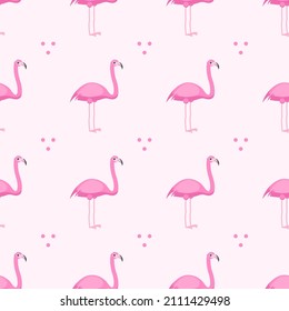 Seamless Pattern Abstract Elements Animal Flamingos Head Wildlife Vector Design Style Background Illustration Texture For Prints Textiles, Clothing, Gift Wrap, Wallpaper, Pastel