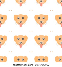 Seamless Pattern Abstract Elements Animal Dog Head Wildlife Vector Design Style Background Illustration Texture For Prints Textiles, Clothing, Gift Wrap, Wallpaper, Pastel