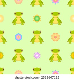Seamless Pattern Abstract Elements Animal Frog Vector Design Style Background Illustration Texture For Prints Textiles, Clothing, Gift Wrap, Wallpaper, Pastel