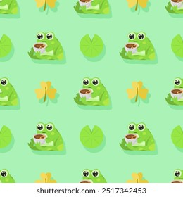 Seamless Pattern Abstract Elements Animal Frog Vector Design Style Background Illustration Texture For Prints Textiles, Clothing, Gift Wrap, Wallpaper, Pastel