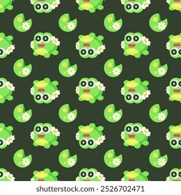 Seamless Pattern Abstract Elements Animal Frog Vector Design Style Background Illustration Texture For Prints Textiles, Clothing, Gift Wrap, Wallpaper, Pastel